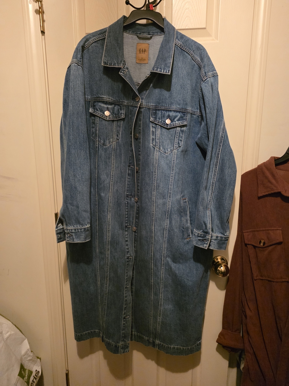 GAP Women's Long Denim Overcoat - Blue